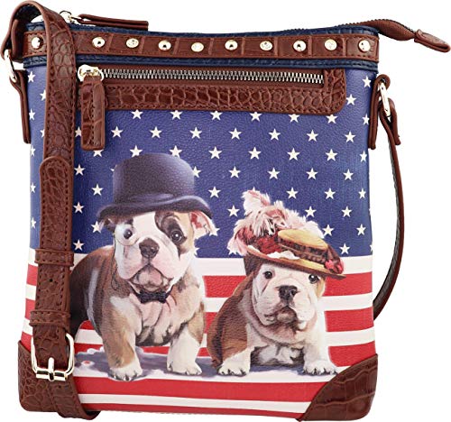 B BRENTANO Vegan Cute Animal Graphic Crossbody Bag Purse with Rhinestones