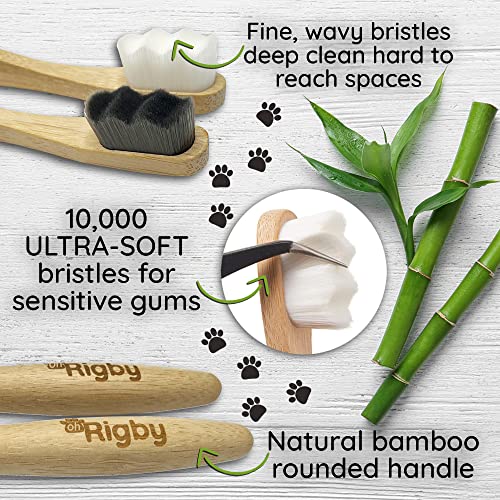 Dog Toothbrush- 10,000 Ultra-Soft Bristles for Sensitive Pet Teeth & Gums- Natural Bamboo Toothbrush for Comfortable, Gentle Deep Cleaning