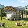 12' x 20' Carport, Heavy Duty Carport with Updated Roof & Enhanced Base, All Weather Steel Car Port, Multi-Use Car Port Garage, Metal Carports for Car, Truck, Boat, Tractors, Party, Grey