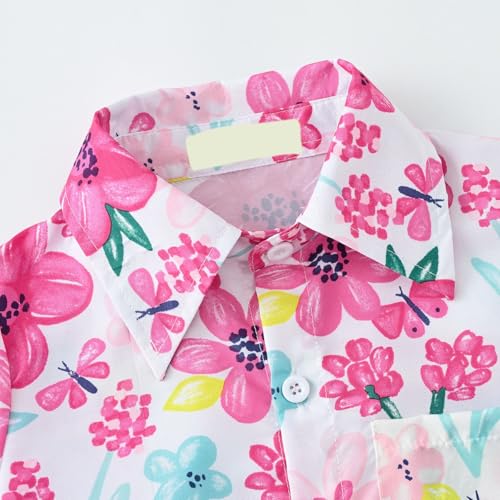 Kids Girls Short Sleeve Collared Blouse Hawaiian Shirt for Toddler Girls Cute Prints Button Down Shirt Toddler Shirts3