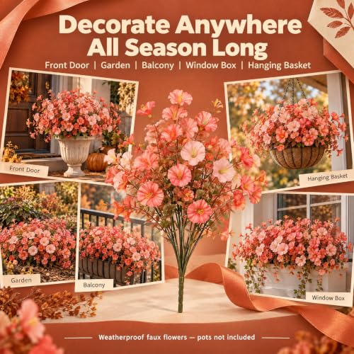 12-Bundle LetuoClips Artificial Fall Morning Glory Flower Stems w/ Eucalyptus Leaves (3 Colors) - image 5