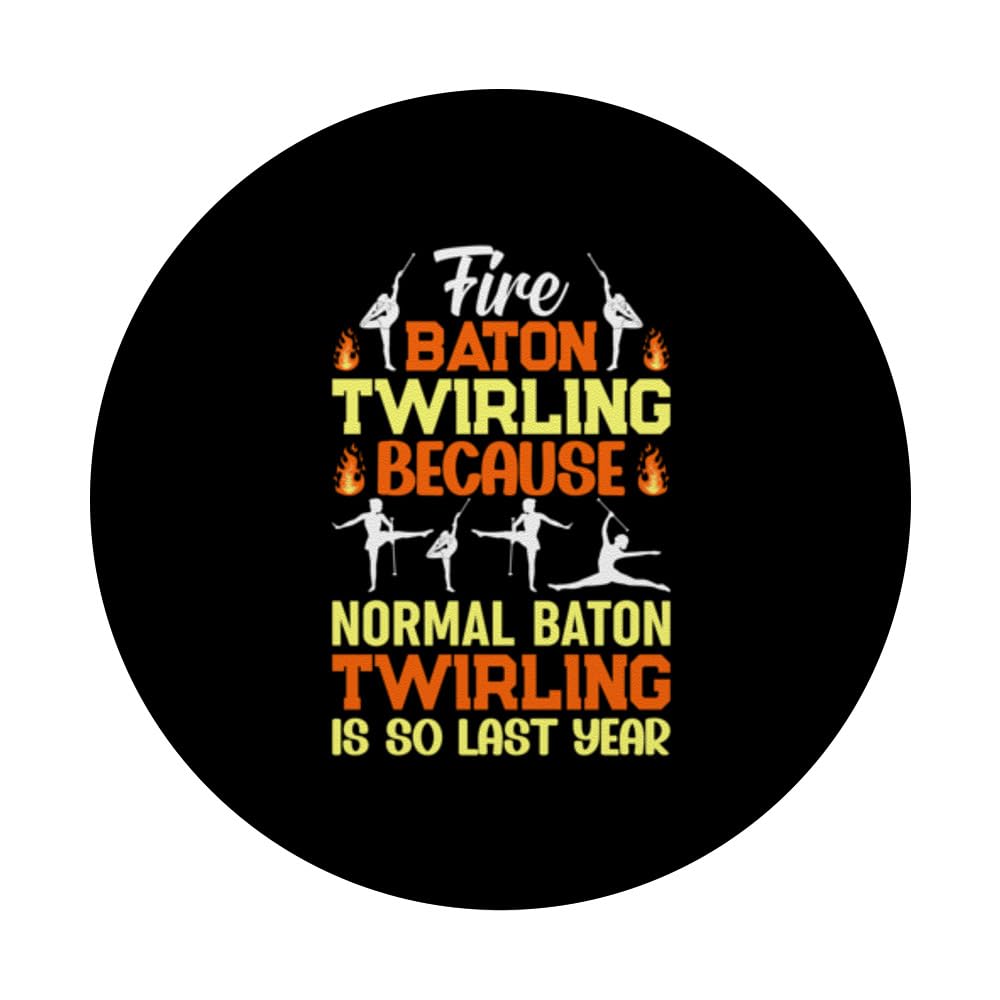 Fire Baton Twirler Majorette Baton Twirling Fire Twirler PopSockets Swappable PopGrip, Black - Image 3