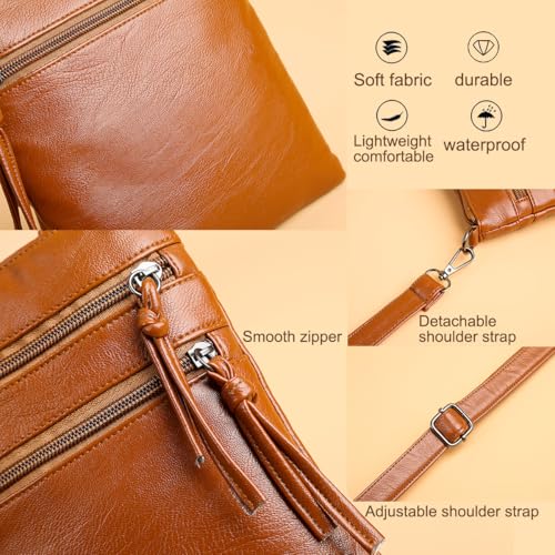 Crossbody Bags for Women, Multi Pocket Casual Leather Shoulder Bag for Women, Adjustable Strap Shoulder Bag with Tassel4