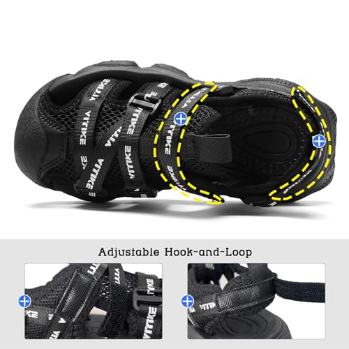 Image of JMFCHI Boys Girls Kids Closed Toe Sports Sandals Summer Water Shoes | Little /Big Kid,Comfortable lightweight,Non-slip soft sole,Hook-and-loop closure,Easy wear,Anti-collision toe,Daily casual