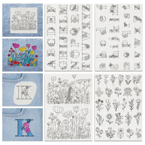 ACRNIGHEET 81PCS Water Soluble Embroidery Stabilizers Letter Patterns Embroidery Stick and Stitch...
