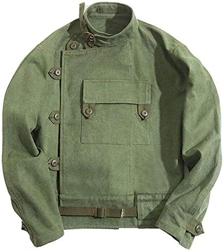 Men's WW2 Brad Army Tanker Jacket - Military WW2 Pitt Vintage Bomber Khaki Cotton Jackets for Men,2