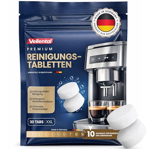 Reinigungstabletten für Kaffeevollautomaten & Kaffeemaschinen (30 Stück) - Reinigungstabs für Delonghi Siemens EQ-Serie Jura Krups Bosch Miele Melitta Tassimo WMF