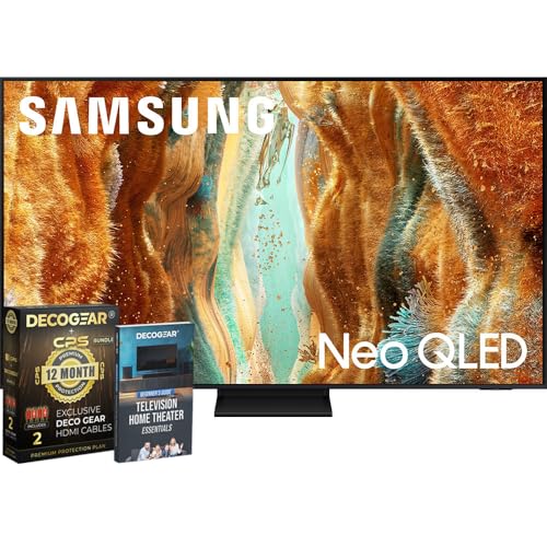 Samsung 55' Neo QLED 4K QN70F Smart TV (2025) Vision AI, Motion Xcelerator 144Hz, HDR10+ Bundle with CPS Exclusive 1-Year Protection & Deco Gear Complete Home Theater Beginner's Guidebook