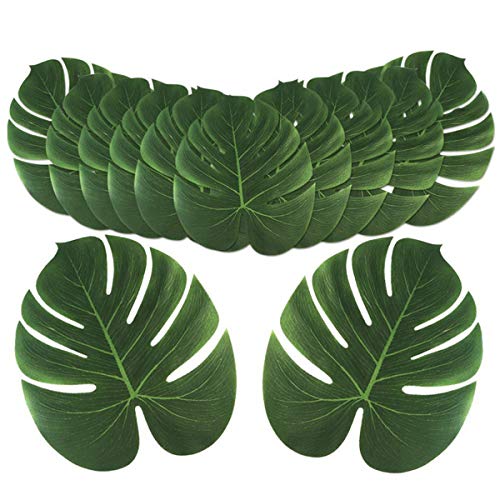 ECYC 12 Pieces Artificial Palm Leaves Hawaiian Tropical Theme Party Decoration Leaf, M