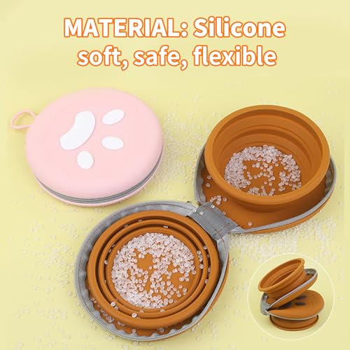 Gamelles pliables pour chien rose mangeoire eau nourriture de voyage - 7