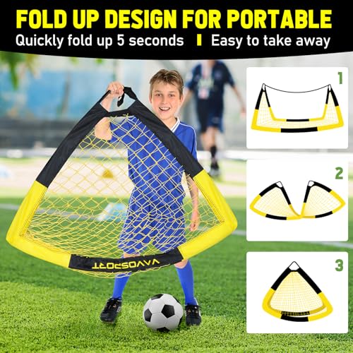 Image of Kids Soccer Goals for Backyard Set - 2 of 4' x 3' Portable Soccer Goal Training Equipment, Pop Up Toddler Soccer Net with Soccer Ball, Soccer Set for Kids and Youth Outdoor Games, Sports, Play