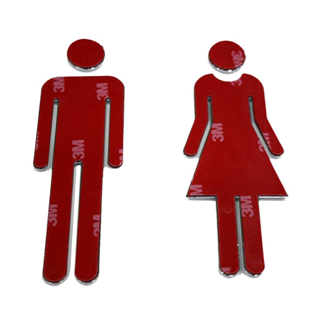 P Prettyia Calcomanías de WC para Hombre Y Mujer, Letreros de Baño, Placa de Señalización para Baño, Baño - Bronce, Individual
