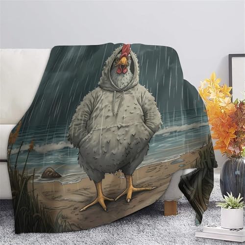 Plaid poulet en sweat à capuche imprimé 3D microfbre 150x200 - 5