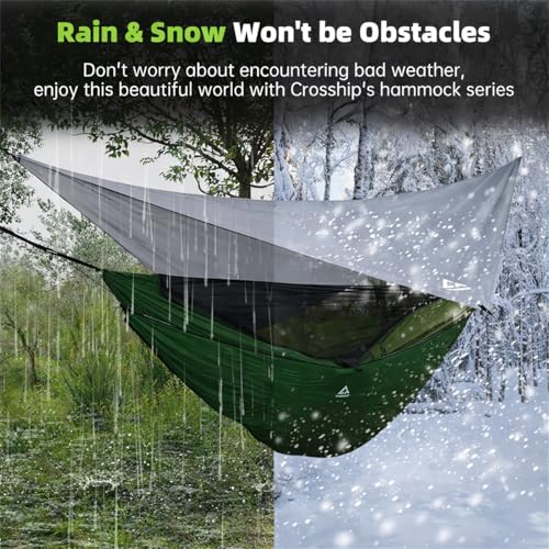 Image of Camping Hammock with Mosquito Net, Underquilt & Rain Fly Tarp