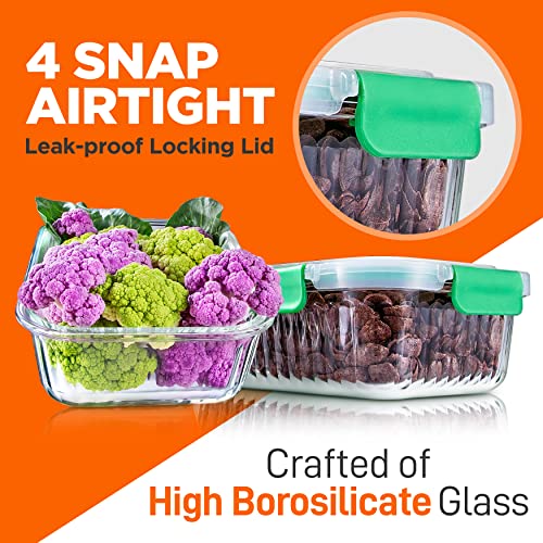 Image of NutriChef 10-Piece Glass Food Storage Containers Set - (5 BPA-Free Airtight Meal Prep Containers with 5 Vented Locking Lids), Stackable & Oven Safe, Leakproof, Reusable, Freezer & Microwave Friendly