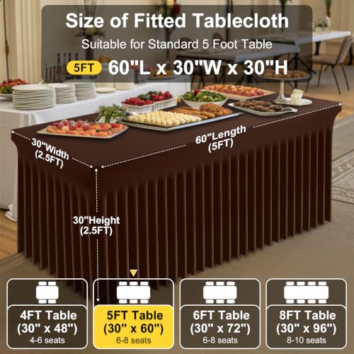Image of Smiry Spandex Elastic Fitted Table Cloth Skirt for 5FT Rectangle Table