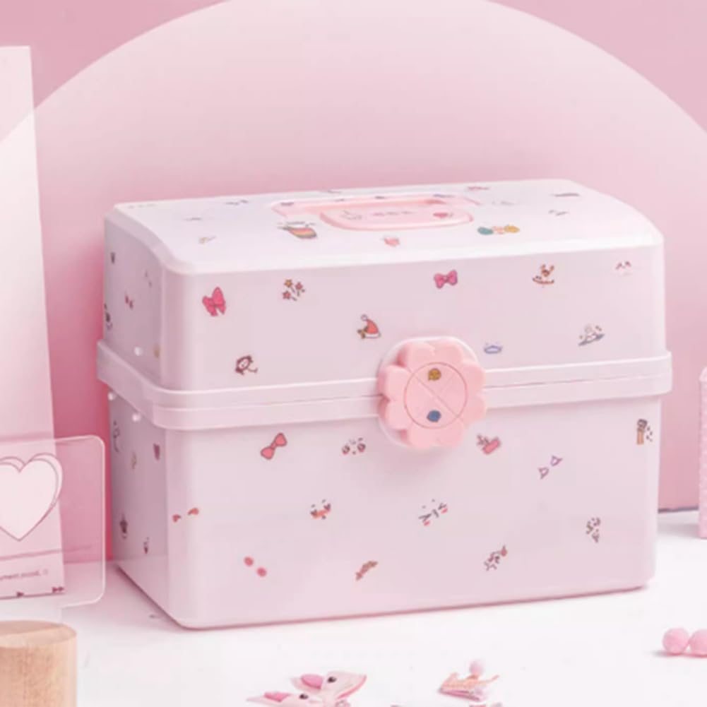 1 caja de almacenamiento de accesorios para el cabello de los niños rosa con banda de goma (extra)
