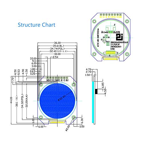 Dc 3.3V 1.28'' Lcd Display Module,240X240 Resolution Display Equipment For Instrument Display Mobile Devices #TOP1