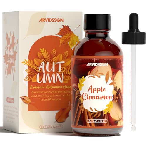 ARVIDSSON Apple Cinnamon Oil 4 Fl Oz (120ml) Fall Essential Oils for Diffusers and Candle Making Cozy Autumn Fragrance Oils