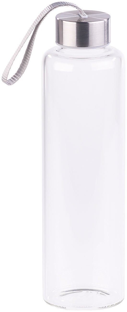 PEARL Trinkflasche für Outdoor: 6er-Set Trinkflaschen aus Borosilikat-Glas, je 550 ml (Trinkflasche spülmaschinenfest, mit robustem Glas, Borosilikatglas)