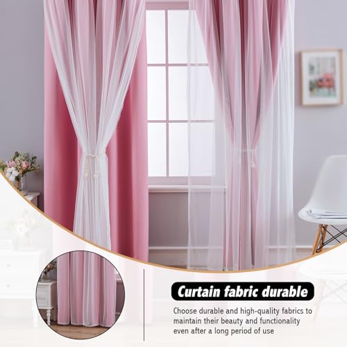 Image of Anytime Double Layer Blackout Curtains 2 Panels,52Wx120L,Pink