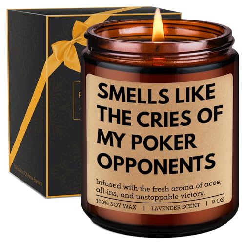 GSPY Scented Candle - Poker Gifts for Men Women - Casino Gifts Gambling Ideas - Game Night Decor for Adult - Funny Fathers Day Birthday Presents for Poker Players Card Players Gamblers Man Him