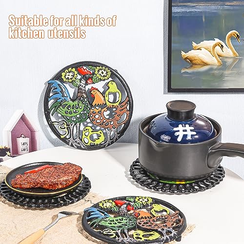 Sungmor Cast Iron Trivet for Wood Stove - Dia-8.1 Inch Rustproof Round Stands for Hot Pots/Dishes/Pans - Decorative Metal Table Trivet for Kitchen Cooking by Sungmor - Used condition - Image 6