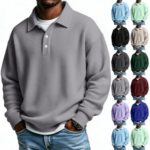 Cotton Polo Shirts for Men Classic Waffle Oversized Tshirts Novelty - image 1