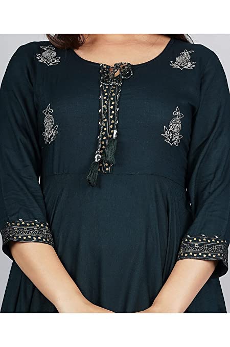 Image of JAYROSH Women's Embroidered Rayon Anarkali Kurta Gown | Flared Kurti for Women & Girls