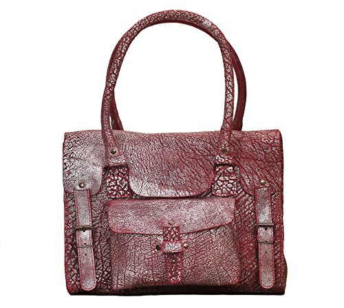 LE RIVE GAUCHE M Ladrillo Plateado bolso de mano de cuero de estilo vintage PAUL MARIUS
