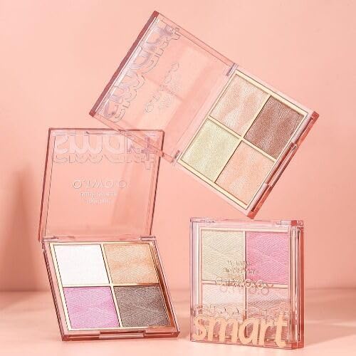COSLUXE O TWO O Highlighter Blush Palette, Highlighter & Contour & Blush Shimmering Highlighter Palette, 4 Color Smart SweetHeart Girl Highlighter Palette (02 SUNSHINE HICKEY)-image-29