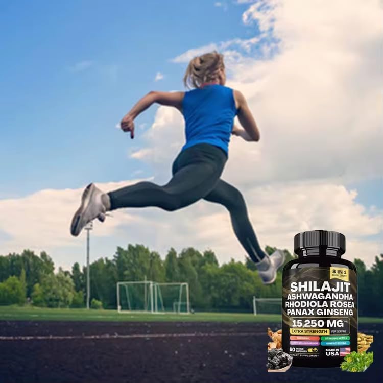 Miniatura 4 de Suplemento de hierbas 8 en 1 con shilajit del Himalaya, Ashwagandha, Rhodiola Rosea, ginseng, 15250 mg, 60 cápsulas vegetales (60 cápsulas, SHILAJIT)