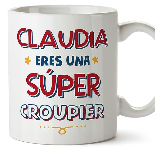 MUGFFINS Tazas Personalizadas para CROUPIER mujer - En Español - Eres Súper - 11 oz / 330 ml - Regalo Personalizable original y divertido