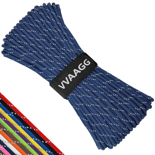 VVAAGG Reflective Paracord, 550 Parachute Cord, 4MM 7 Strand Nylon Rope