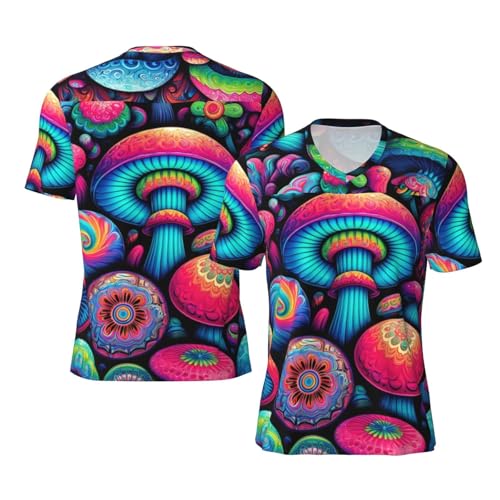 Stylish Athletic Sports Jersey Abstract-Mushrooms Men's Rugby Jersey Xx-Large Black