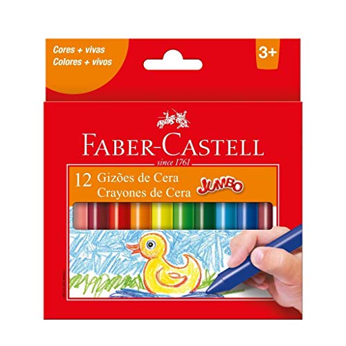 Gizão de Cera, Faber-Castell, Jumbo, 141112N, 12 Cores