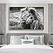Produktbild Nordischer Stil 50 x 70 cm rahmenlose schwarz-weiße Löwen-Leinwand-Kunstposter und Drucke Tier auf Wandkunst Löwenfamilienbild Wohnkultur