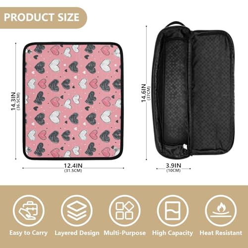 Bolsa de viaje para herramientas de cabello con estampado romántico mármol, resistente al calor, con tapete para planchas, rizadores y organizador portátil miniatura 4