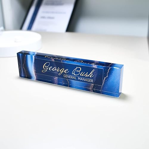 Miniatura 8 de Placa de nombre personalizada para escritorio, placa de nombre para escritorio de oficina, bloque de vidrio acrílico, placa de identificación de