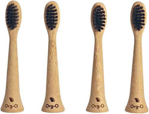 Org-O Cabezales de cepillo de dientes eléctrico de bambú, cerdas suaves ecológicas biodegradables, cerdas de carbón, cabezales de repuesto 100% a