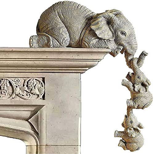 mohito Résine Figurines Elephant Set Statues Décoratives Mère éléphant Et 2 Bébés éléphants pour la décoration d'artisanat de Bureau à Domicile Cover