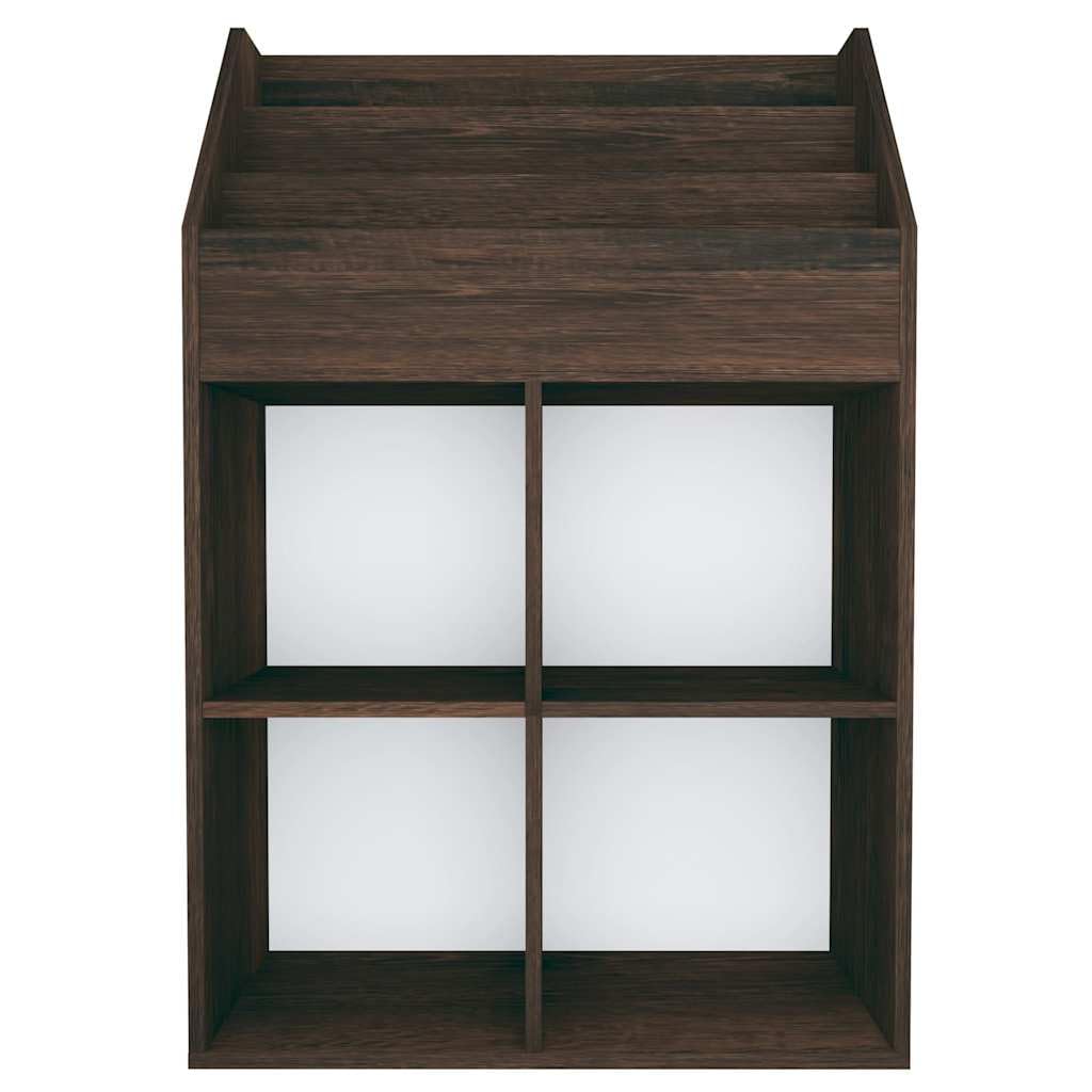 Générique Drewniany stojak na czasopisma wędzony dąb 71 x 30 x 114 cm, organizer na książki dla dzieci z 3 przegródkami i 4 dużymi otwartymi przestrzeniami na składane pudełka, stojak ekspozycyjny