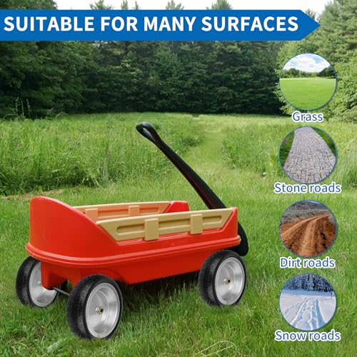 Image of 13 Inch Flat Free Wheels Tires 4.00-6 Solid Replacement with Universal 5 /8 inch Axle Bore Hole, 8 Spacers and 4 Pins, for Wheelbarrow, Garden Wagon, Hand Truck, Trolley, Lawn Mower, 2 Pack