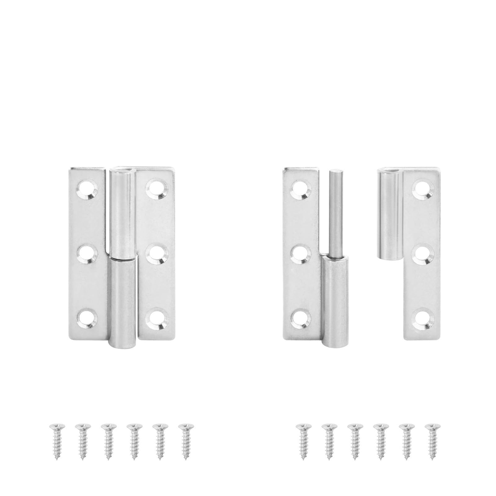 Window Hinge 2PCS Stainless Steel Detachable Hinge 270 Degree Black Removable Wooden Furniture Door Hinges for Cabinet Cupboard Closet Box for Cabinet, Door, Window(StainlessSteel64mm L)
