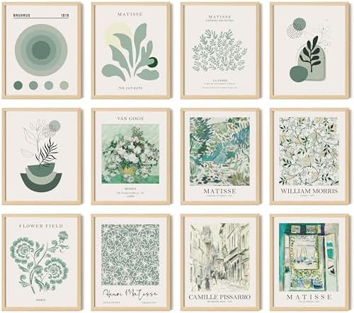 97 Decor Sage Green Room Decor Aesthetic - Sage Green Wall Decor for Bedroom, Green Boho Art Wall Decor for Living Room, Olive Green Wall Art Prints, Green Matisse Pictures for Dorm (8x10 Unframed) 2