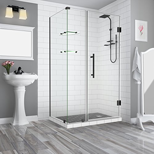 Aston Sen962Ez-Orb-482630-10 Bromley Gs Frameless Hinged Shower Enclosure With Starcast Clear Glass And Shelves, 47.25" To 48.25" X 30.375" X 72", Oil Rubbed Bronze #TOP18