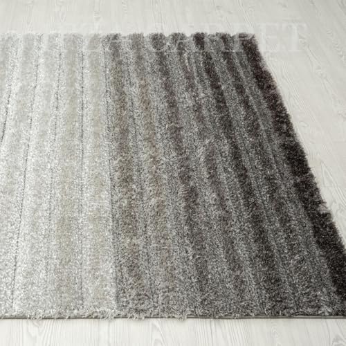 Image of Super Soft Floor Area Rug 3 x 5 Feet Soft Smooth Thick Non-Slip Fluffy Shaggy Carpet for Bedroom, Drawing, Kids Room, Office with Upto 2 Inch Microfiber High Pile (Gray Silver B)