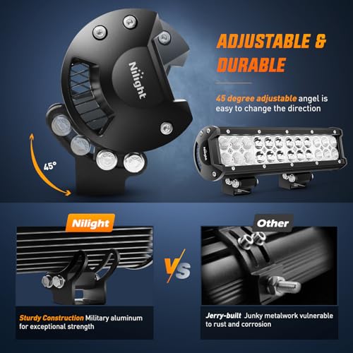 Image of Nilight LED Light Bar 12 Inch 72W Spot Flood Combo Red Beam Off Road Lights Fishing Hunting Emergency Deck Boat Work Lighting for Trucks UTV Pick-up Van Boat Tractor