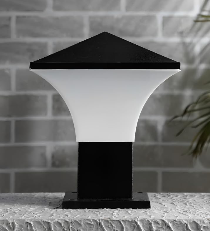 Image of Areezo Waterproof Outdoor Gate Light for Main Gate Pillar - Modern LED /Holder Based Lamp for Home, Garden & Balcony (Pack of 1, Phantom Black)