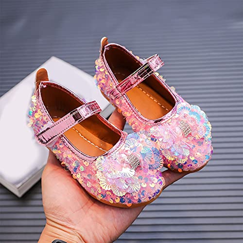 sfdgfhyf Little Boys Casual Sneaker Fashion Autumn Girls Casual Shoes Flat Lightweight Sequins Bow (Pink, 3.5-4 Years Toddler)4